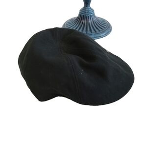 Flat Cap Drivers Newsboy Hat Black Adjustable Wool Blend Very Good Pre-owned